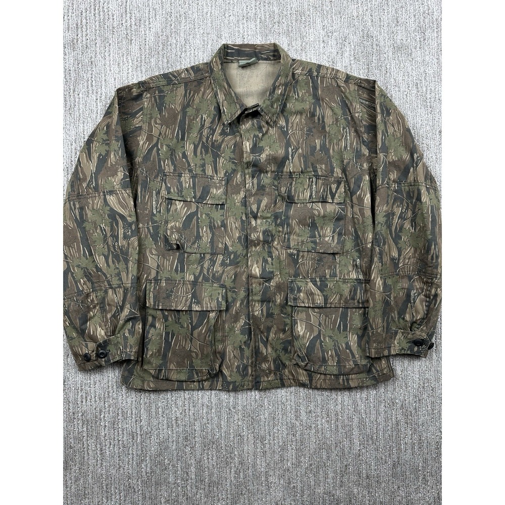 Vintage Rothco BDU Military Jacket Large Smokey Branch Camo Hunting Chore USA